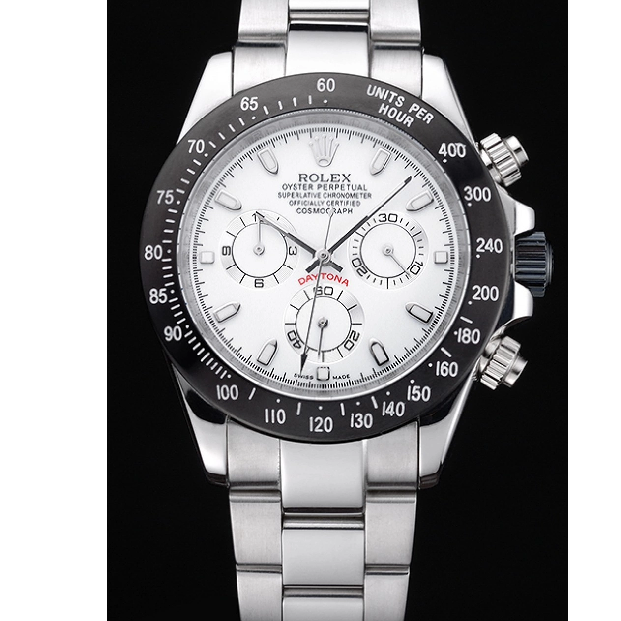 AAA replica watch Enameled Dial Rolex Black White Daytona Stainless Steel 0514